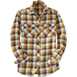 NWT $60 Duluth Trading Co. Crosscut wicking flannel shirt mint multicheck